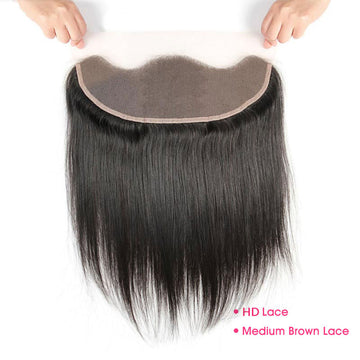 Ali Annabelle 13x4 Lace Frontal HD/Medium Brown Lace Alone 10"-22" Straight Human Hair Closure